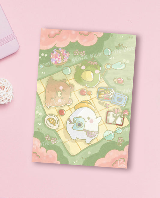 Picnic with Blobby & Friends Digital Art Print